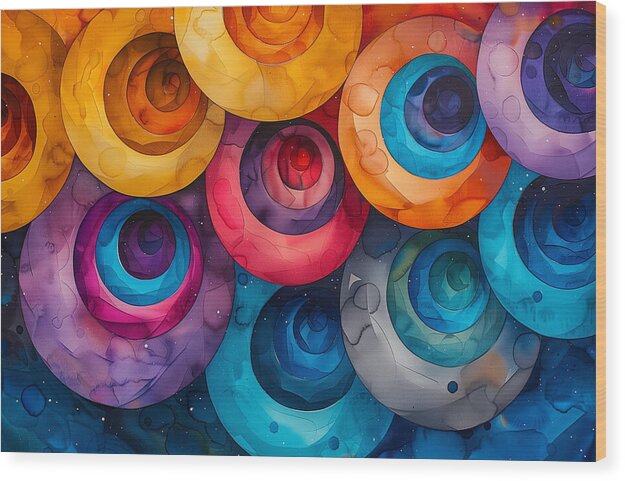 Spectrum Spirals - Wood Print
