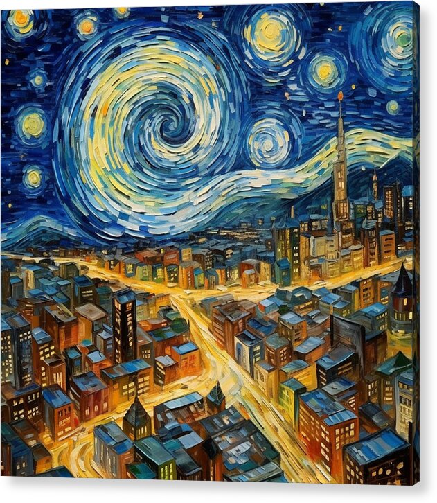 Starry Night City Lights - Acrylic Print