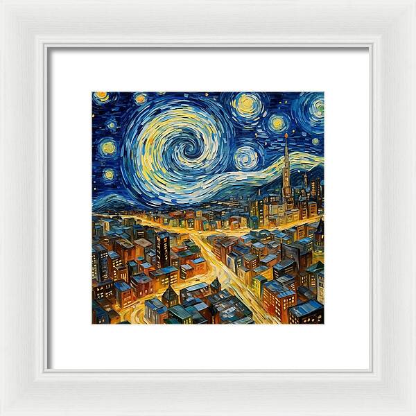Starry Night City Lights - Framed Print