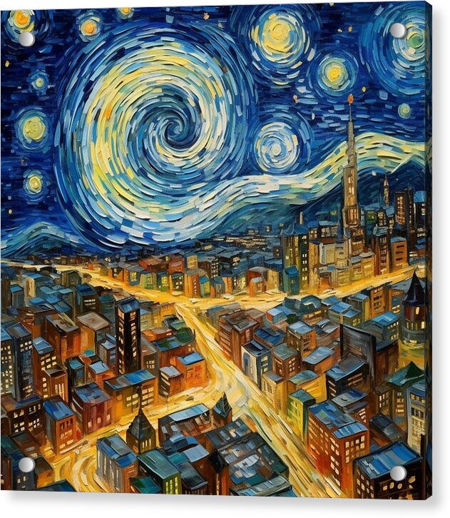 Starry Night City Lights - Acrylic Print