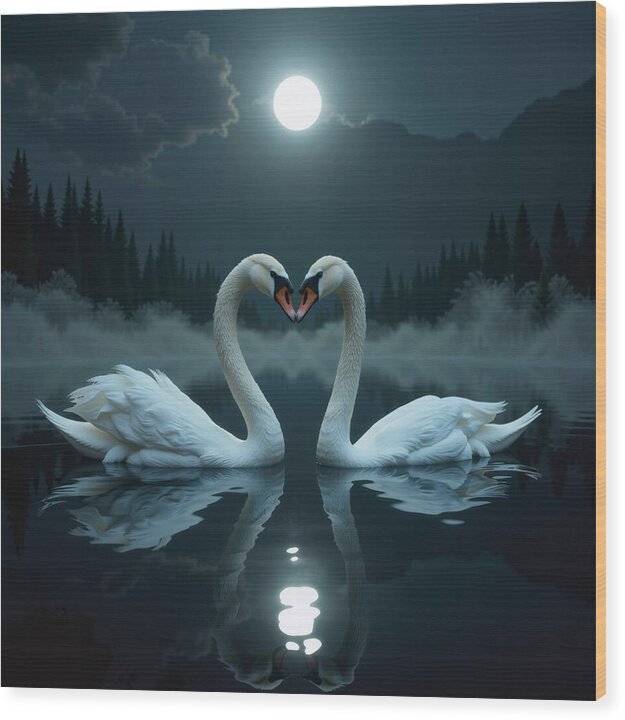 The Swan's Embrace - Wood Print