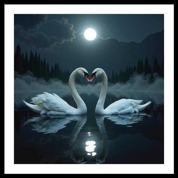 The Swan's Embrace - Framed Print