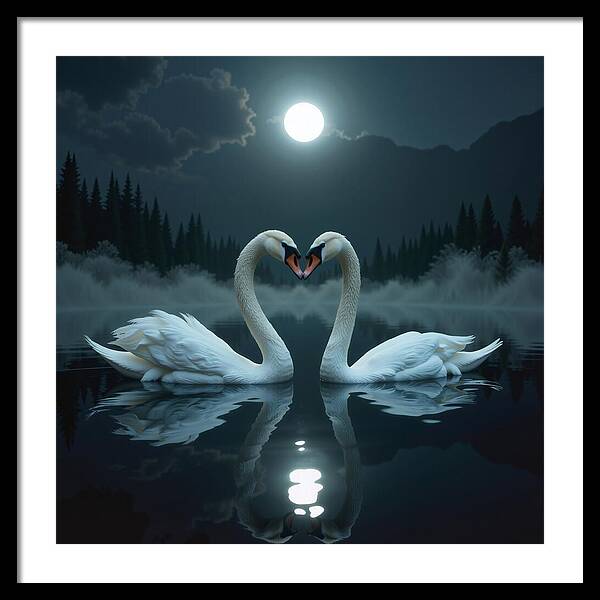 The Swan's Embrace - Framed Print