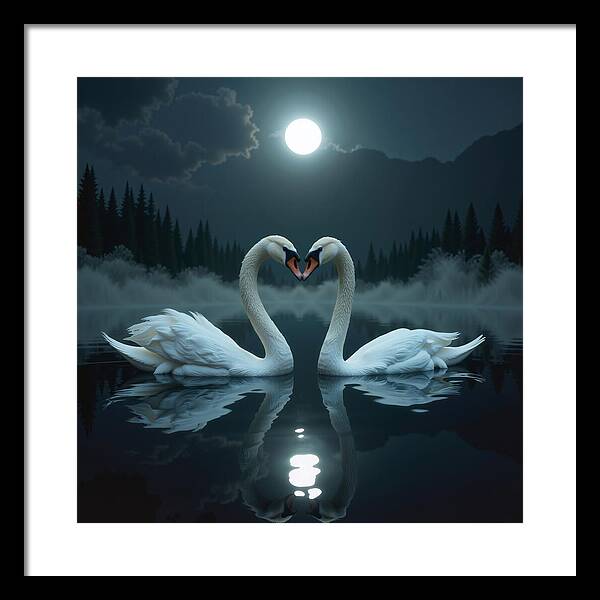 The Swan's Embrace - Framed Print