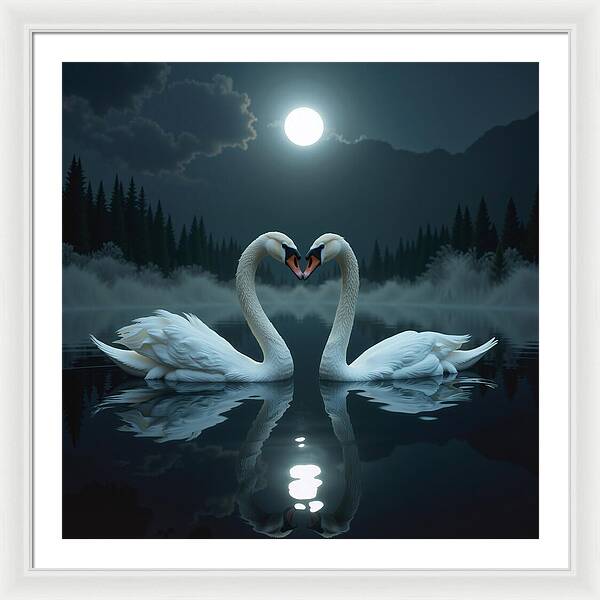 The Swan's Embrace - Framed Print