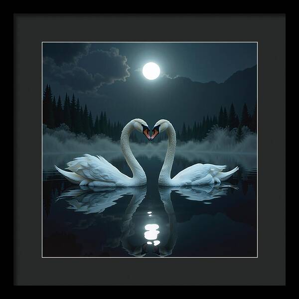 The Swan's Embrace - Framed Print
