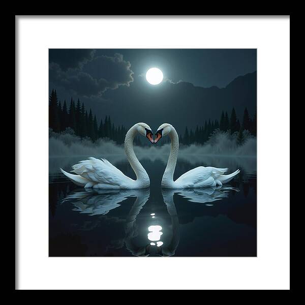 The Swan's Embrace - Framed Print