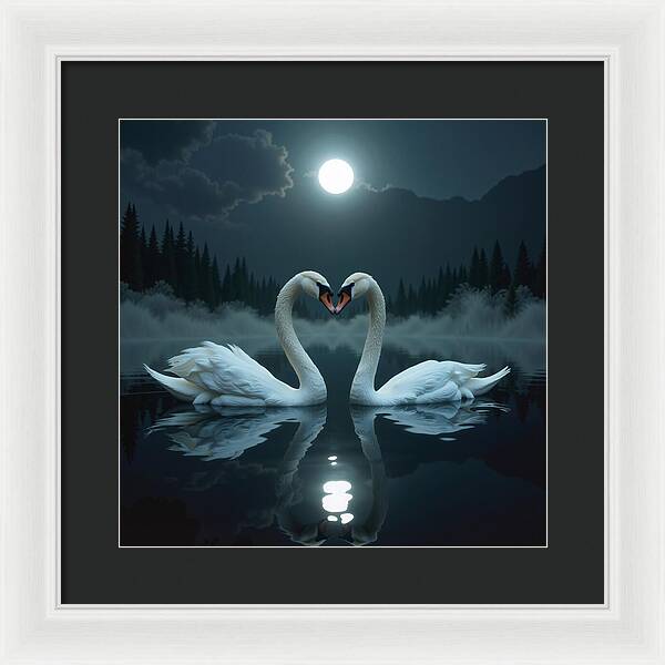The Swan's Embrace - Framed Print