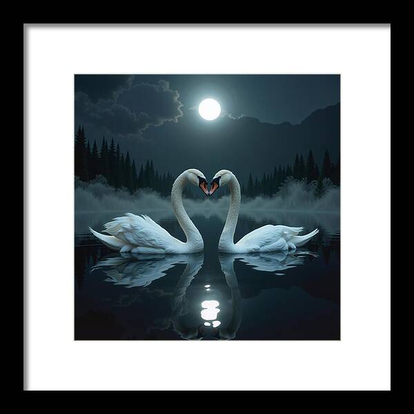 The Swan's Embrace - Framed Print