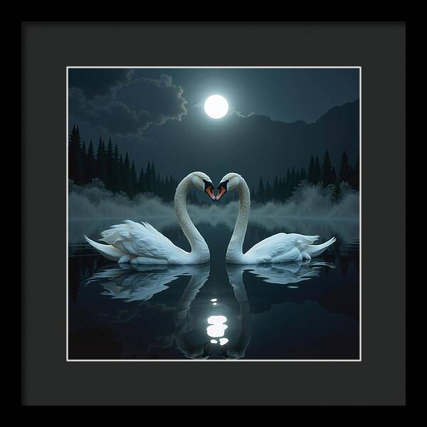 The Swan's Embrace - Framed Print