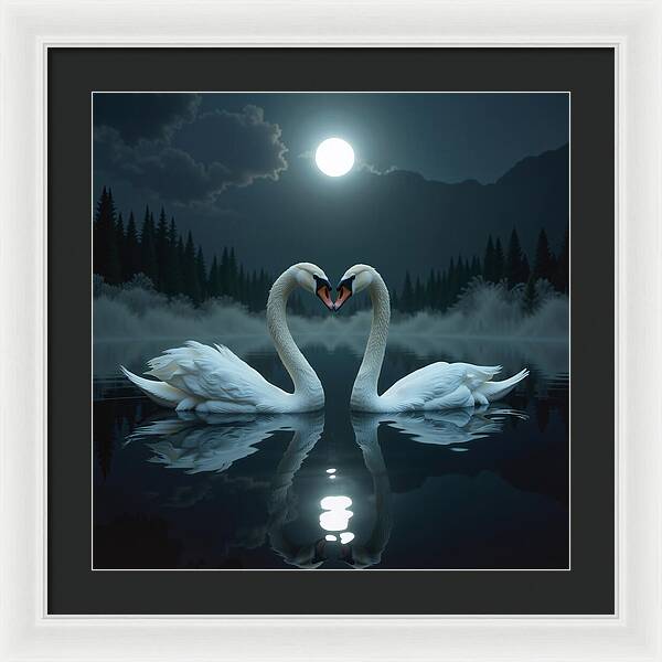 The Swan's Embrace - Framed Print