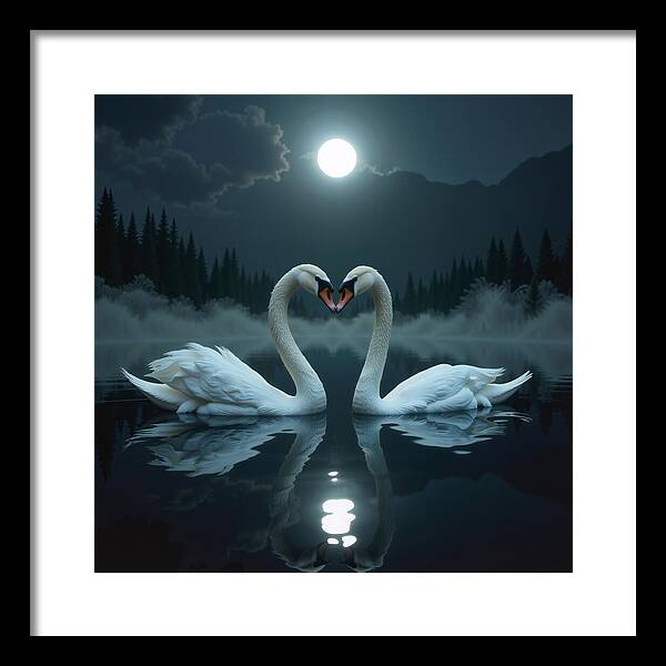 The Swan's Embrace - Framed Print