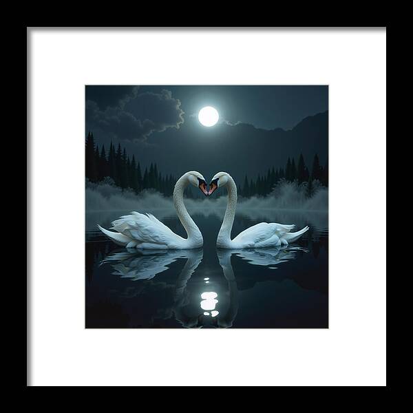 The Swan's Embrace - Framed Print