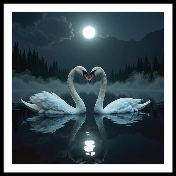 The Swan's Embrace - Framed Print