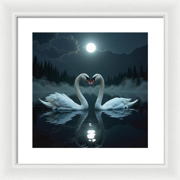 The Swan's Embrace - Framed Print