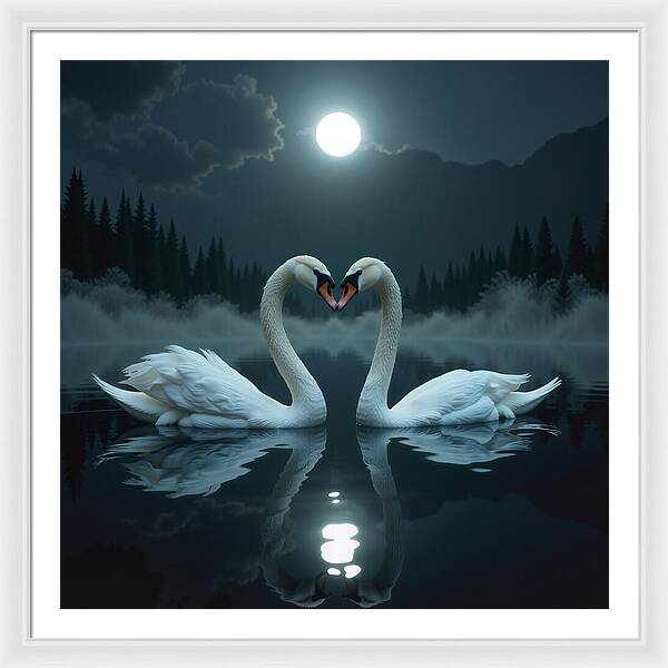 The Swan's Embrace - Framed Print