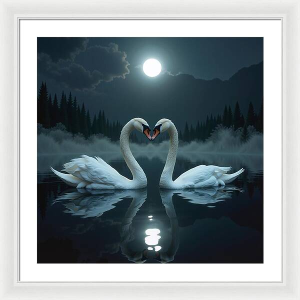 The Swan's Embrace - Framed Print