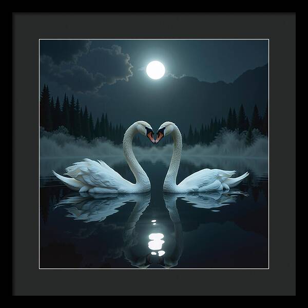 The Swan's Embrace - Framed Print
