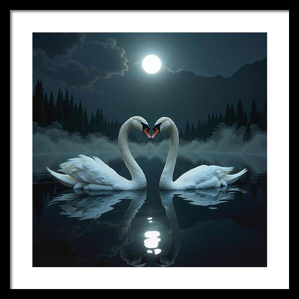 The Swan's Embrace - Framed Print