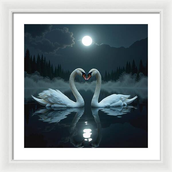 The Swan's Embrace - Framed Print