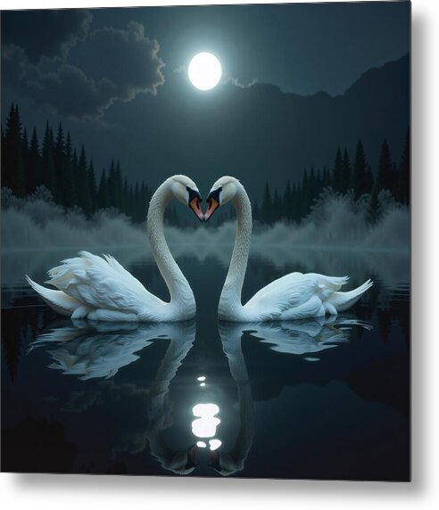 The Swan's Embrace - Metal Print
