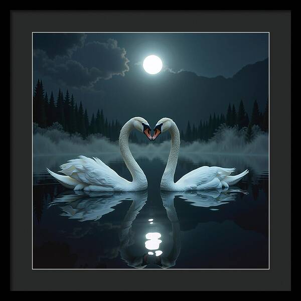 The Swan's Embrace - Framed Print