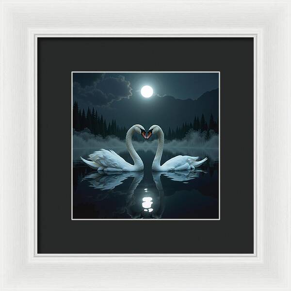 The Swan's Embrace - Framed Print