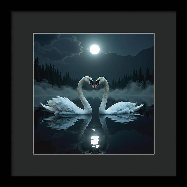 The Swan's Embrace - Framed Print