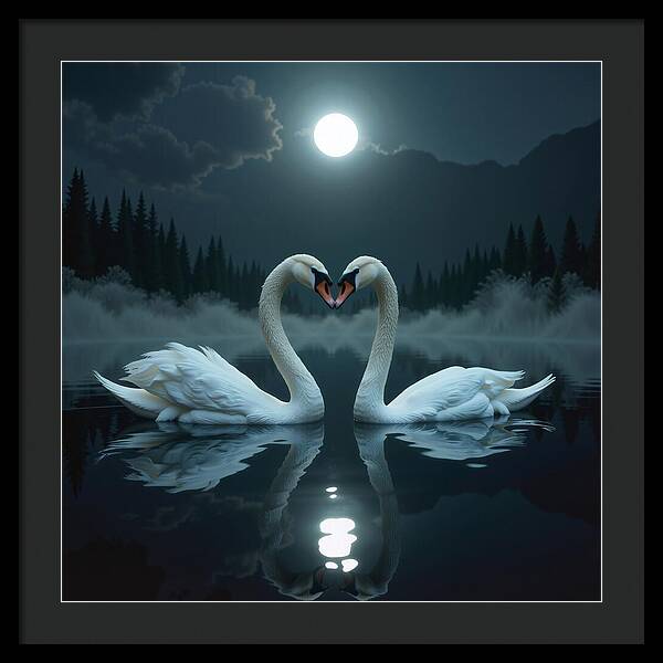 The Swan's Embrace - Framed Print