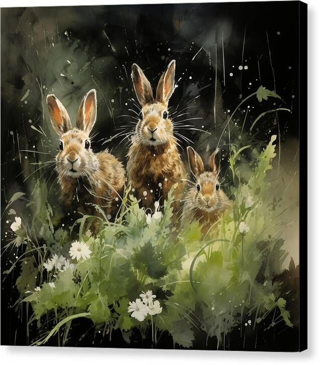Three Hare Stare - Canvas Print