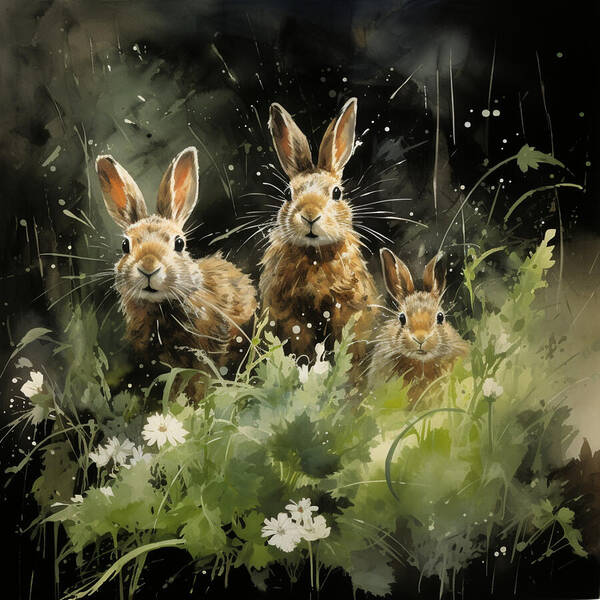 Three Hare Stare - Art Print
