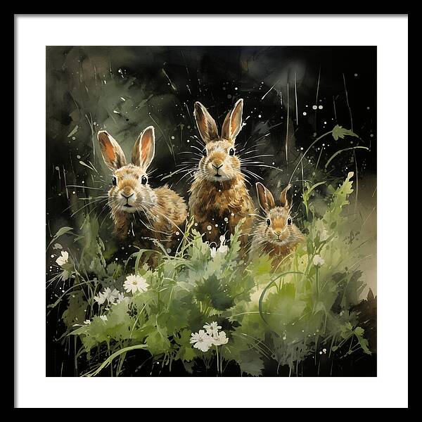 Three Hare Stare - Framed Print