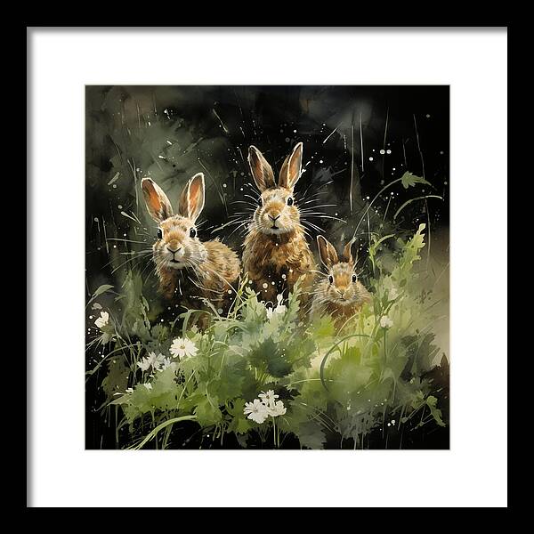 Three Hare Stare - Framed Print