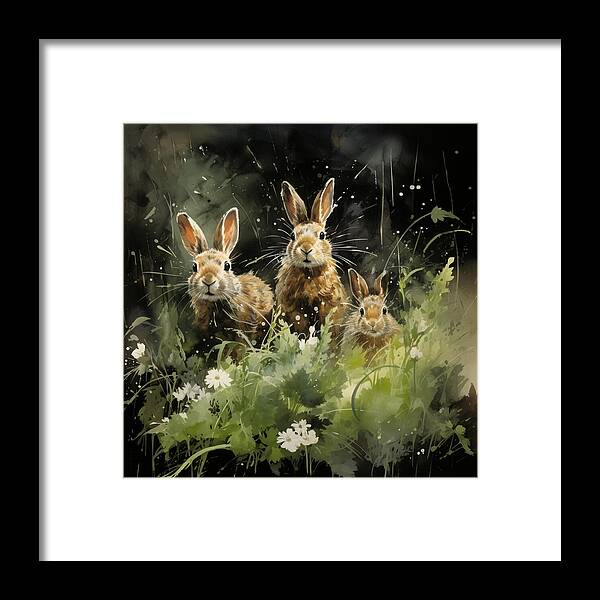 Three Hare Stare - Framed Print