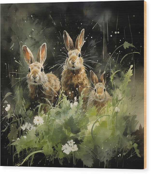 Three Hare Stare - Wood Print