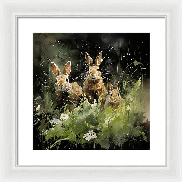 Three Hare Stare - Framed Print