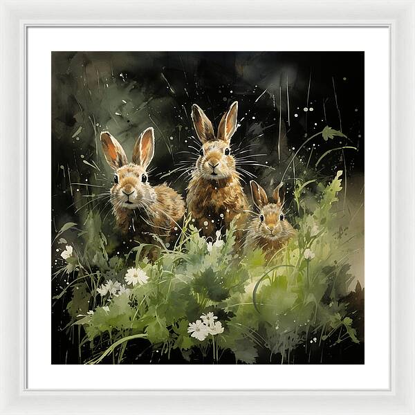 Three Hare Stare - Framed Print