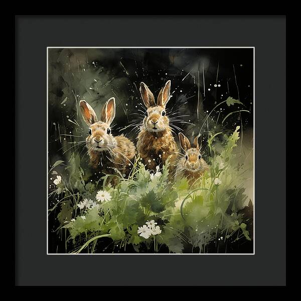 Three Hare Stare - Framed Print