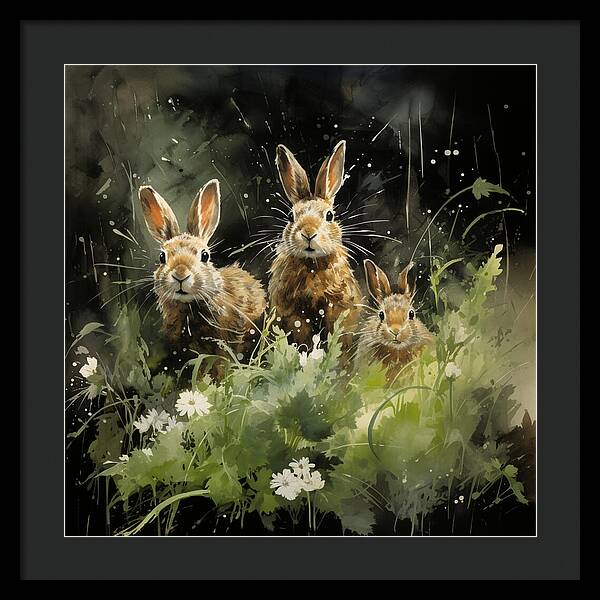 Three Hare Stare - Framed Print