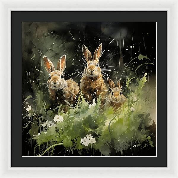 Three Hare Stare - Framed Print
