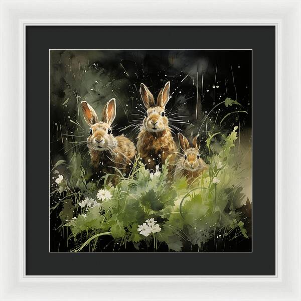 Three Hare Stare - Framed Print