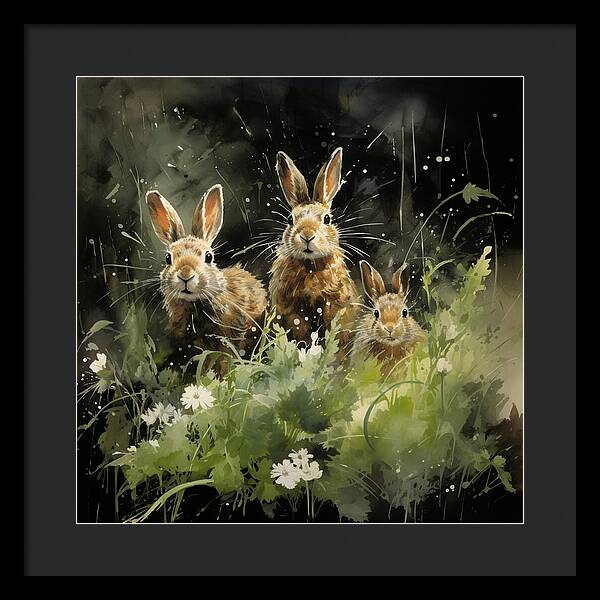 Three Hare Stare - Framed Print