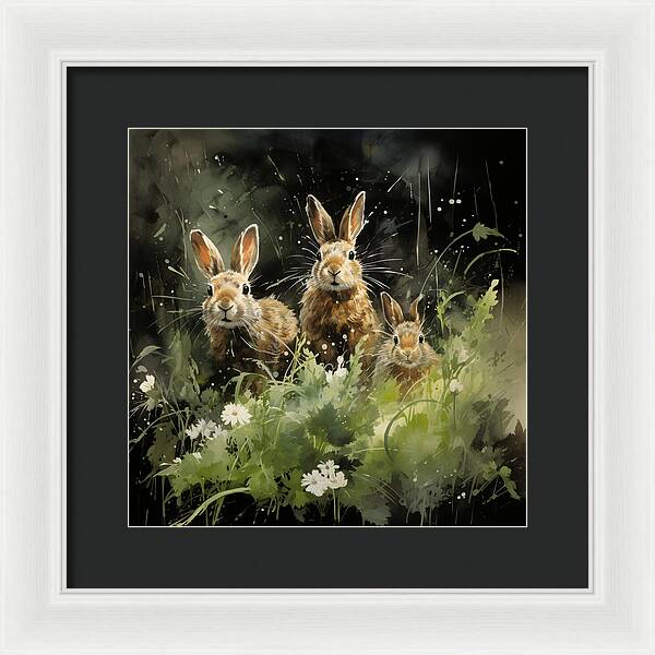 Three Hare Stare - Framed Print