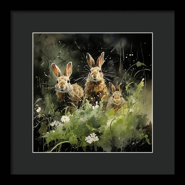 Three Hare Stare - Framed Print