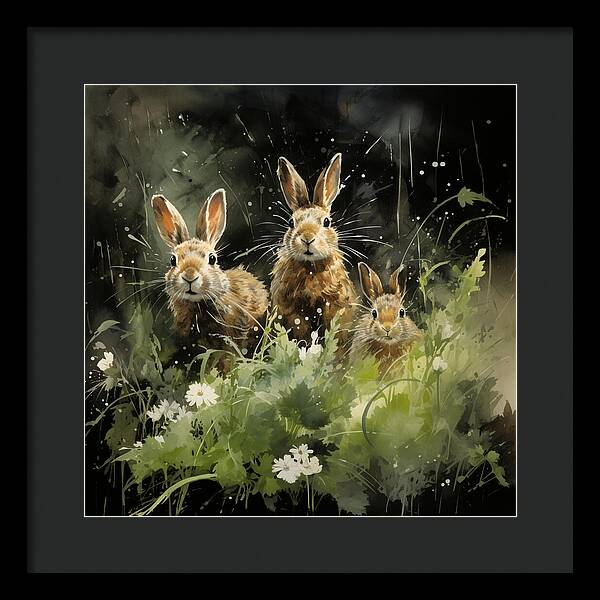 Three Hare Stare - Framed Print