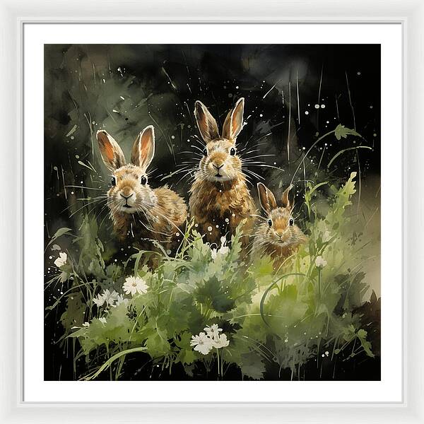 Three Hare Stare - Framed Print