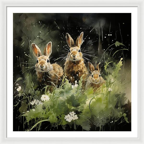 Three Hare Stare - Framed Print