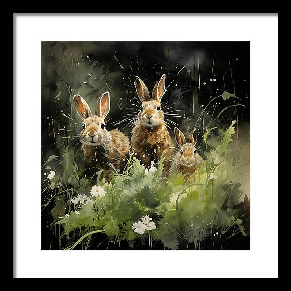 Three Hare Stare - Framed Print