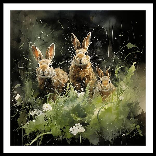 Three Hare Stare - Framed Print
