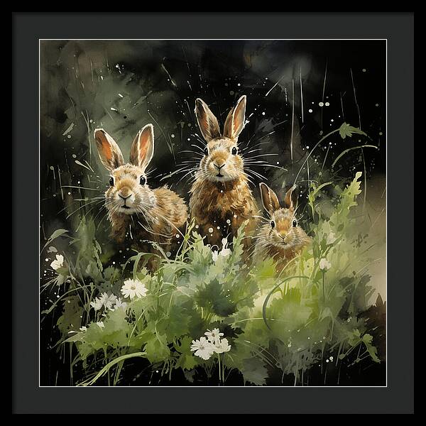 Three Hare Stare - Framed Print